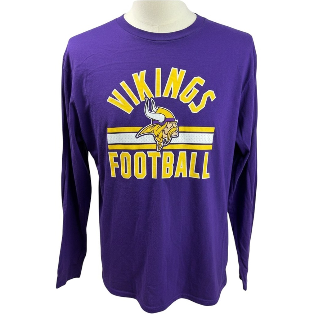NFL Team Apparel Minnesota Vikings Mens Purple Long Sleeve Graphic Tee Shirt NEW
